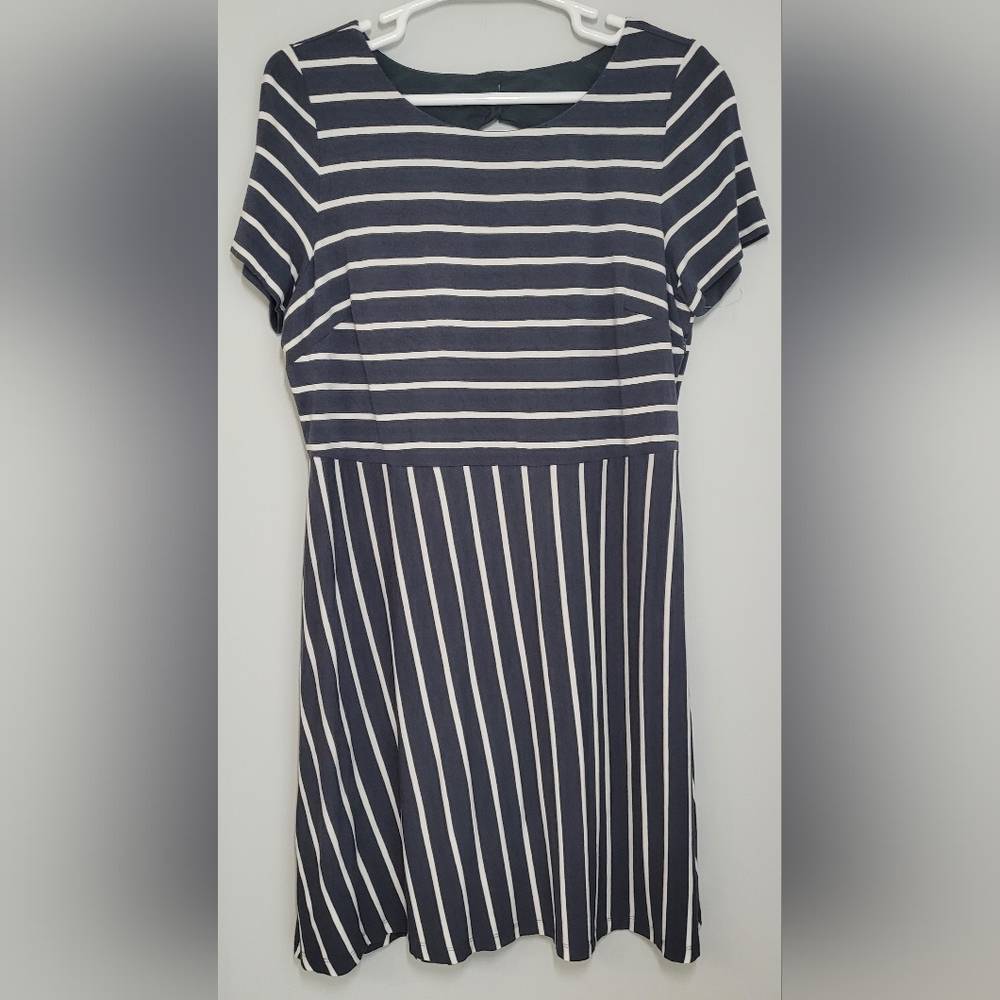 LOFT Blue and White Dress with Cap Sleeves 20
